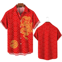 3d Printed 2024 Chinese Dragon Shirt Men Women Fashion Summer Hawaiian Shirt Fashion Top Loose Short Sleeves Blouse Clothing