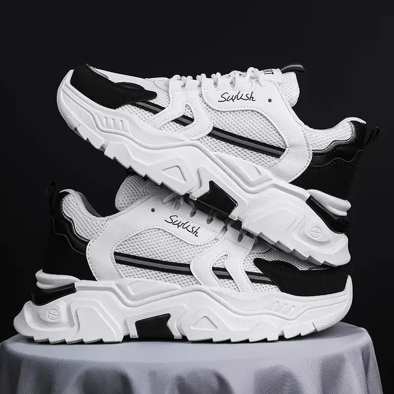 الرجال تنفس شبكة أحذية رياضية صيف 2025 نمط جديد سميكة القاع الأحذية العصرية المراهقين كل مباراة أبي أحذية أحذية رياضية كاجوال