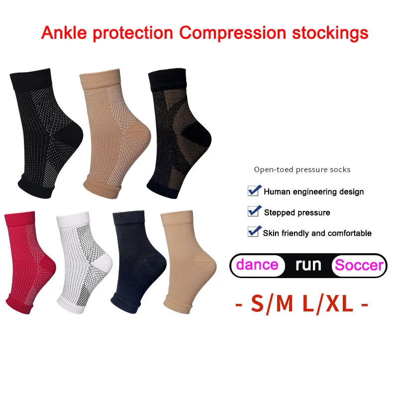 Ankle protection Compression stockings outdoor fitness Professional Training sports exposed toe elastic Fashion Socks set Cotton