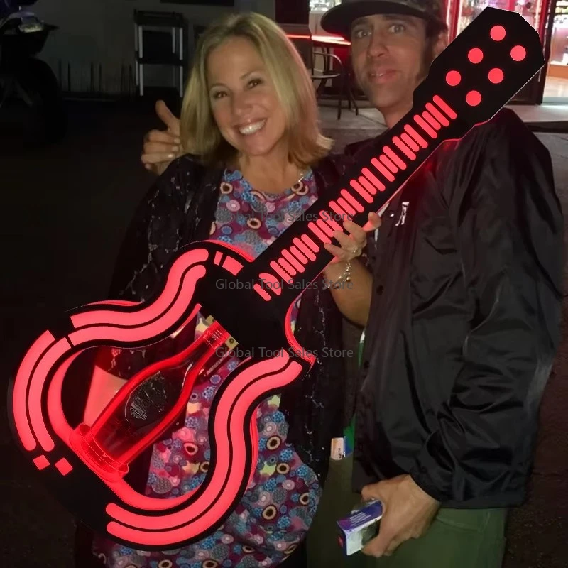 Customized Luminous Guitar Bottle Holder Wine VIP Glorifier Display Stand Lighted Champagne Display Holder for Special Events