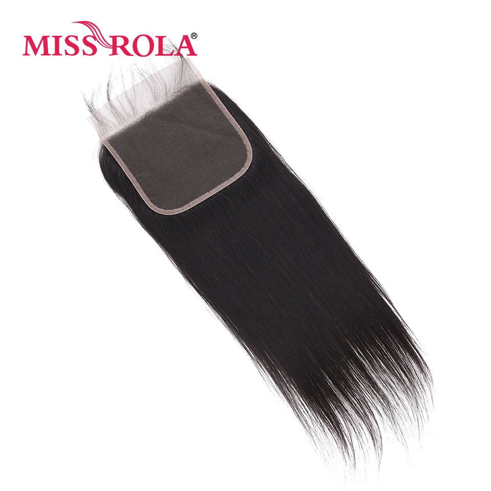 Miss Rola Hair-extensiones de pelo brasileñas con cierre Frontal, accesorio capilar liso de 5x5 y 6x6, cabello 100% humano Remy, color marrón claro