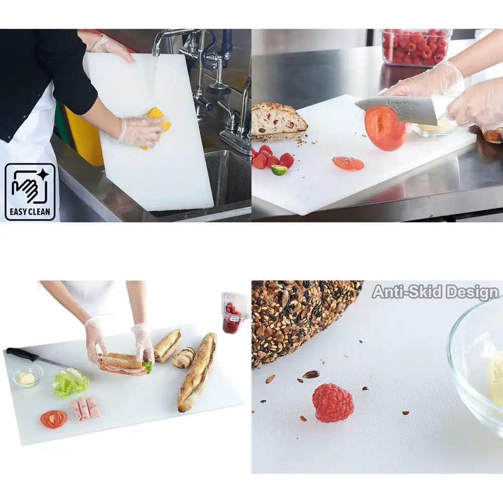 

White 30x18 Commercial Plastic Chopping Board, 0.5 Thick, Anti-Slip, Dishwasher Safe, Color Coded