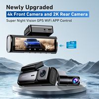 Adinkam 4K for Car Camera Dash Night Vision with Wifi APP Control GPS Dash Cam Car DVR G-sensor 4K Front and 2K Rear Dual Lens