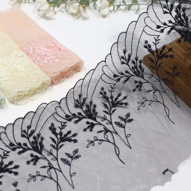 

40Yards Black Green Pink Flower Embroidery Lace Trim Skirt Hem Underwear Sewing Craft DIY Apparel Fabrics Lace Lingerie