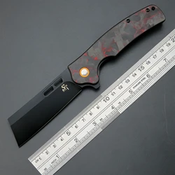 ST2 Pocket Folding Knife Carbon Fibre Bicolor Blade Handle K110  EDC Steel Blade Tool  for Working Fishing Camping Collection