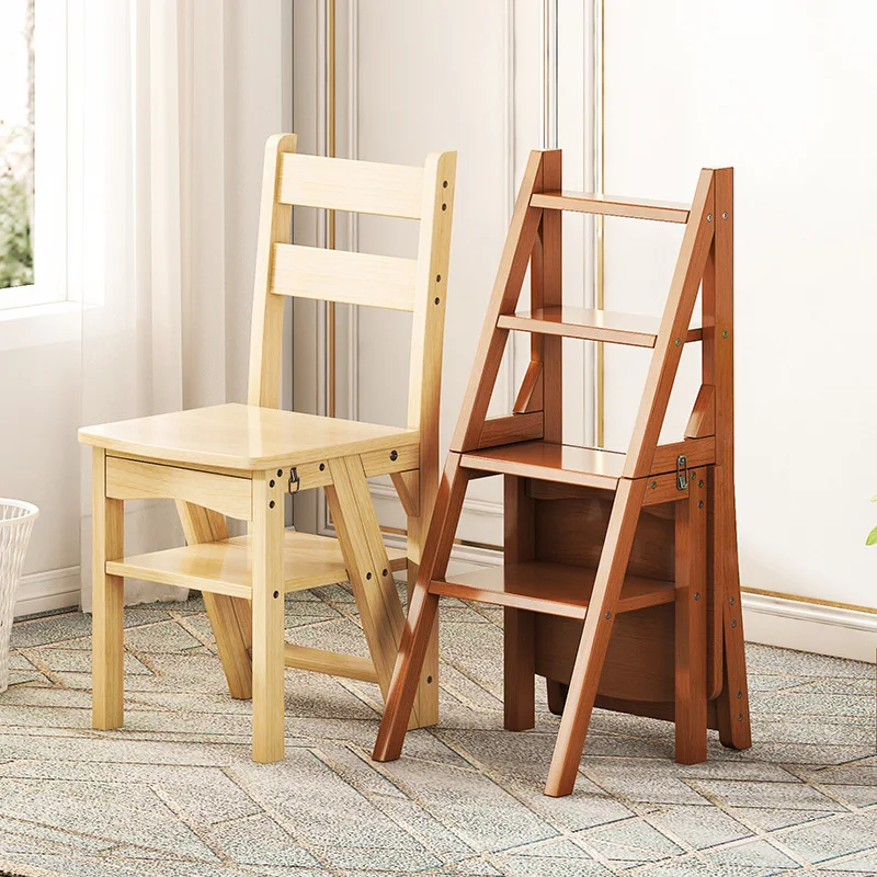 Ladder stool household multi-functional folding and flipping dual-purpose three-step ladder stool indoor thickened climbing