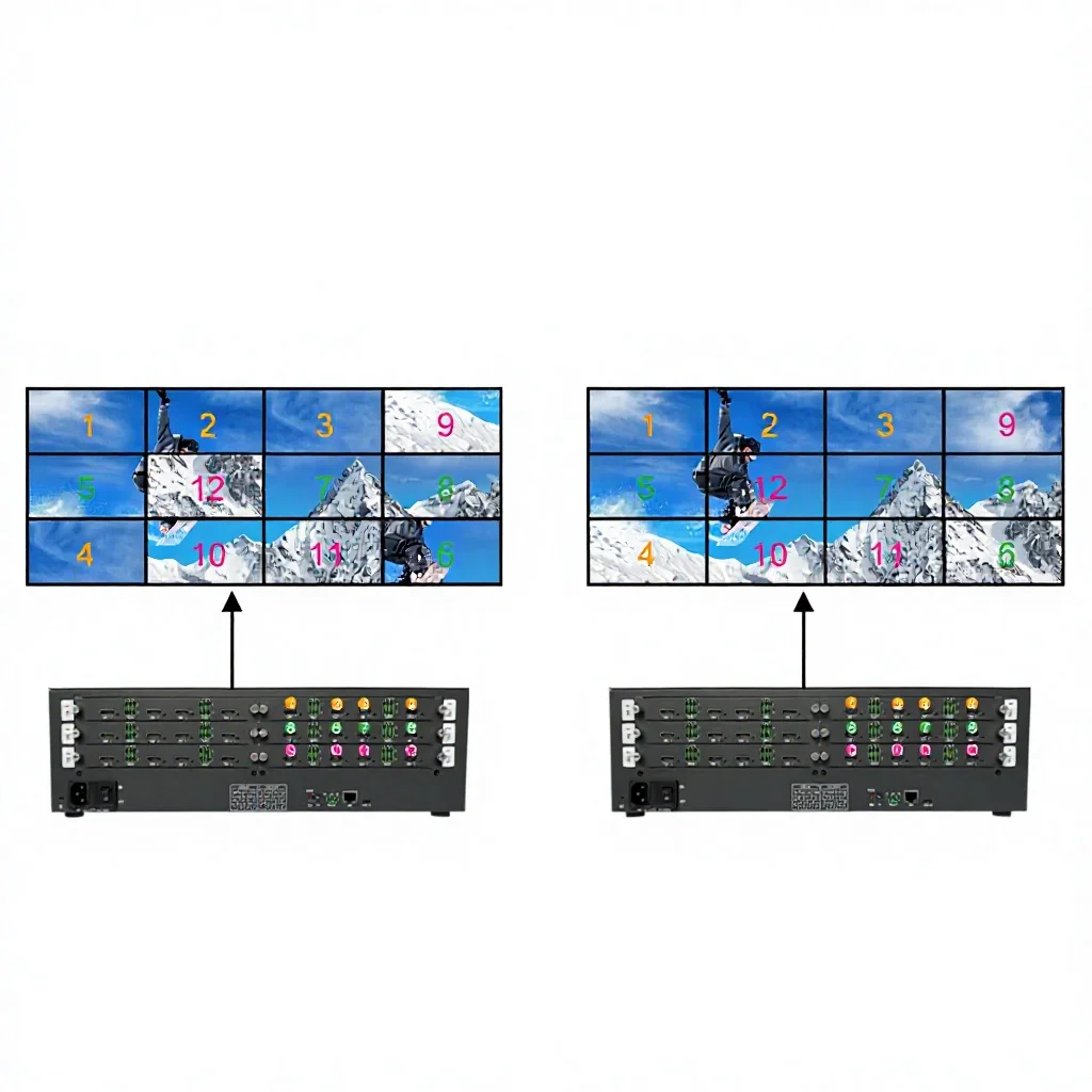 BIT-VWC-MD1212Ma Ultra HD Matrix Splicer with Custom EDID Management 12x12 1x12 2x6 3x4 HDMI Seamless Video Switcher 4K Support
