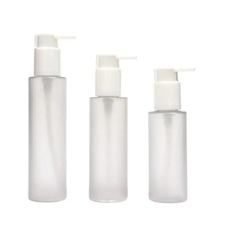 

20pcs Pump Bottles 100ml 120ml 150ml Dispenser Flat Shoulder Shampoo Shower Gel Refillable Bottle Frosted Plastic Lotion Bottles