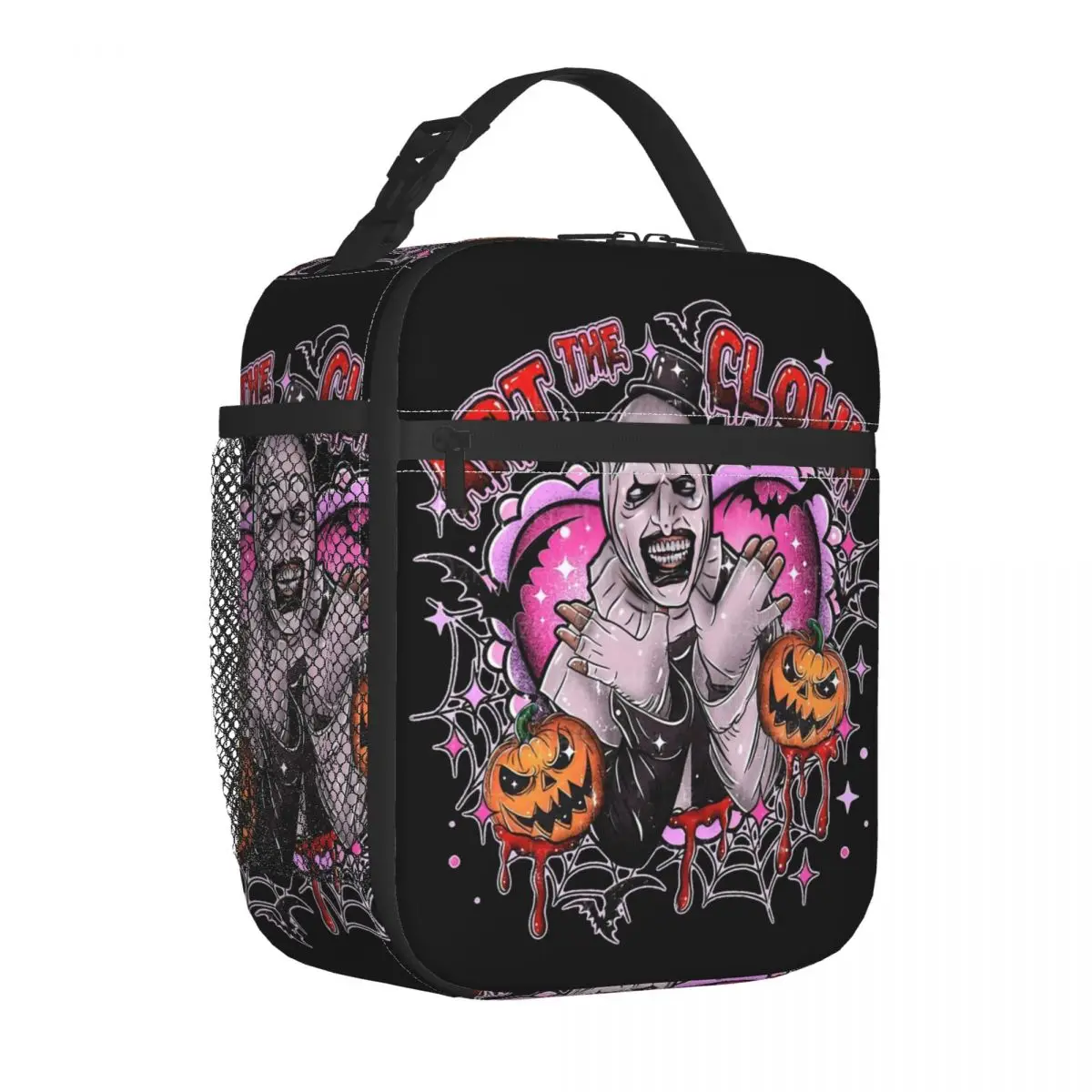 Terrifier Halloween Art The Clown Pumpkin Lancheiras com isolamento térmico para trabalho Bolsa de comida portátil Lancheiras térmicas