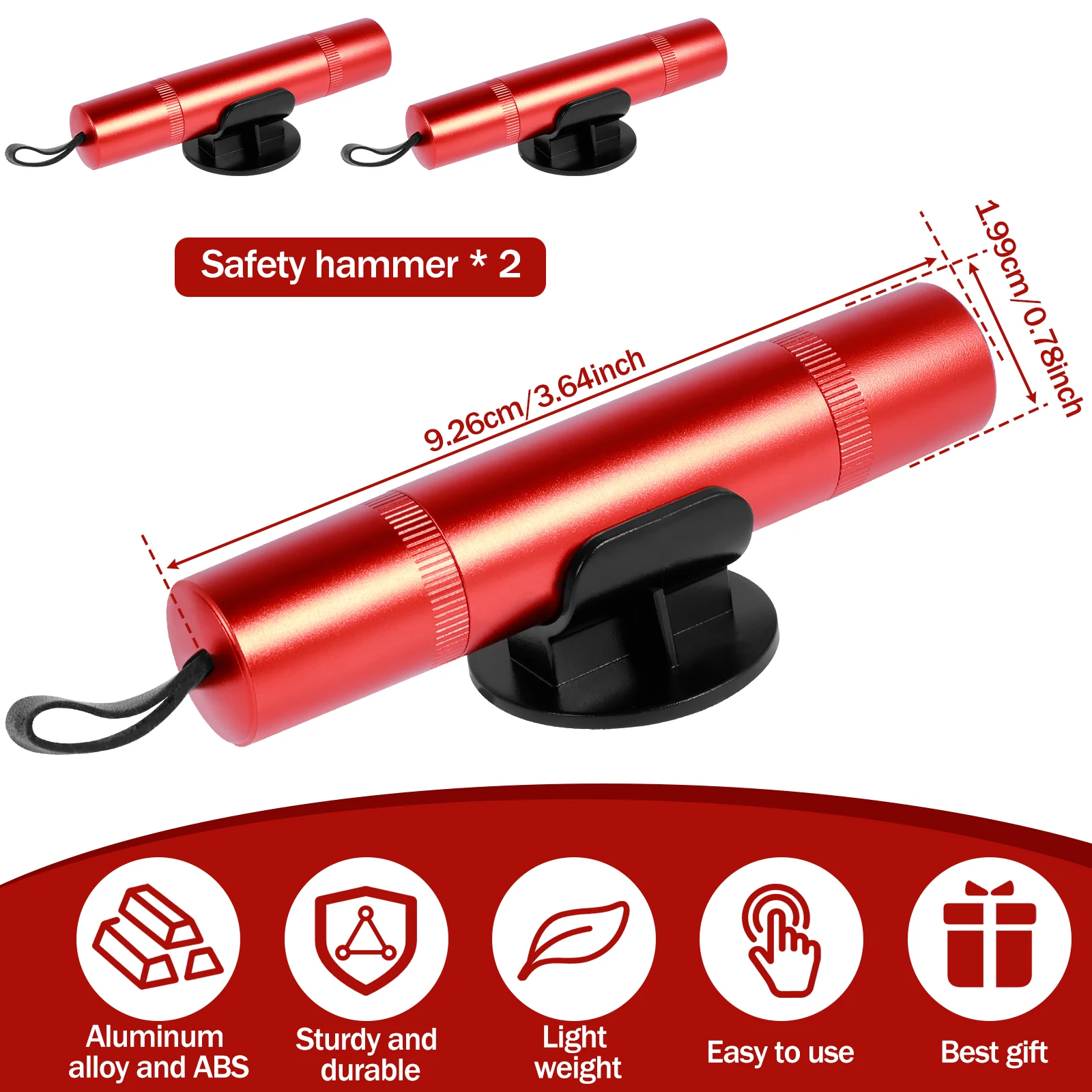 2Pcs Car Safety Hammer Emergency Escape Tool One Second Window Breaker with Seatbelt Cutter Portable Auto Rescue Tool Window