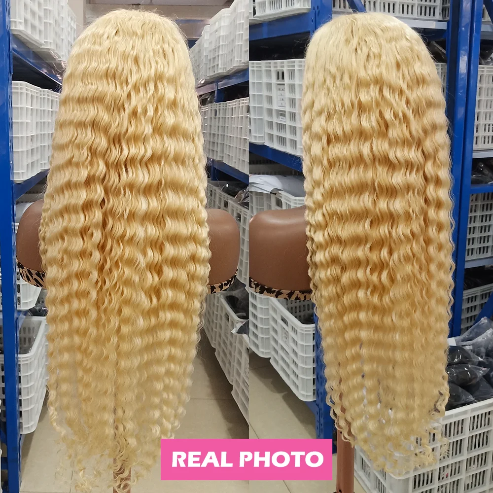 28 30 Inch 613 Deep Wave 4×4 Lace Closure Wig 250% Density Deep  Curly  Honey Blonde 13X4 HD Lace Front Human Hair Wigs For Wome