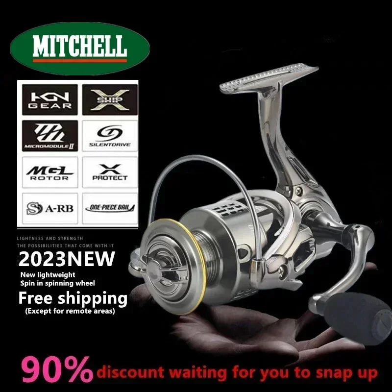 

MITCHELL All Metal Fishing Reel 15Kg Max Drag Power Spinning Wheel Fishing Coil Shallow Spool Suitable for All Waters