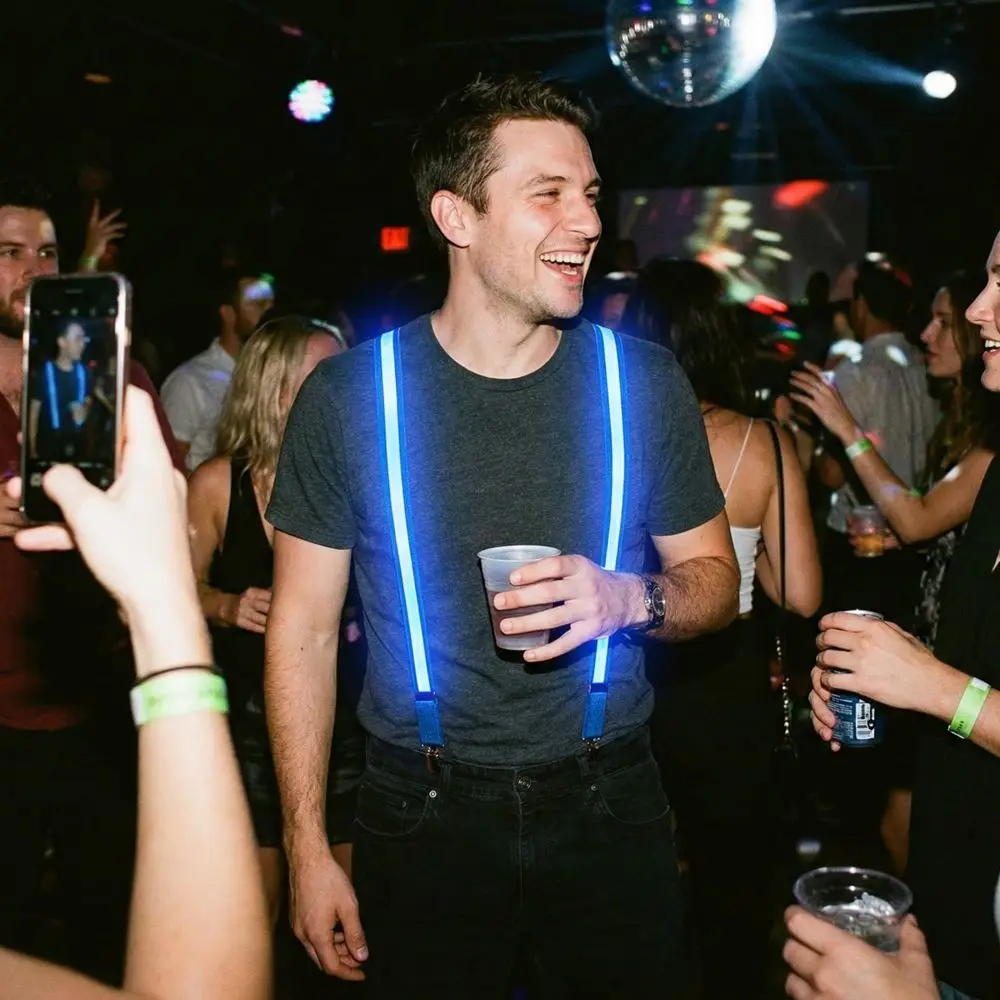 

Y Back Light Up Suspenders Glow-in-the-dark Accessory LED Woman Suspenders Hangers Neon Outfits Bright Men Glow Pants Belt Party