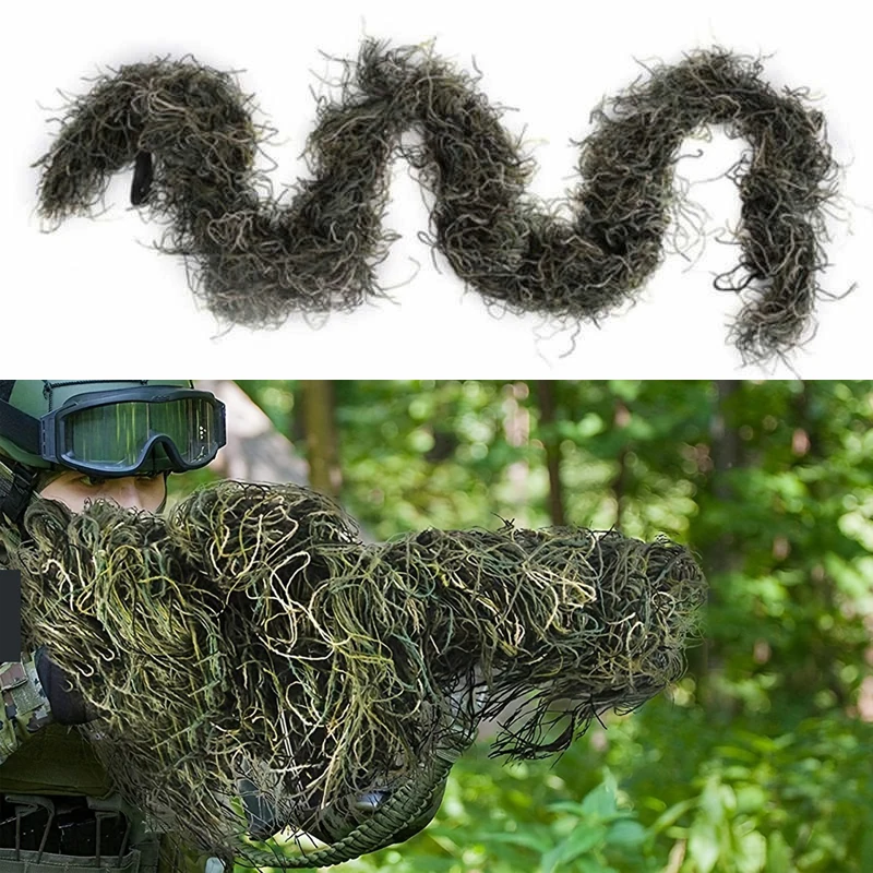 Outdooor Jungle Desert color Grass style Hunting Wrap Rope Ghillie Suits Stuff Cover For Camouflage Hunt Clothing Parts Elastic