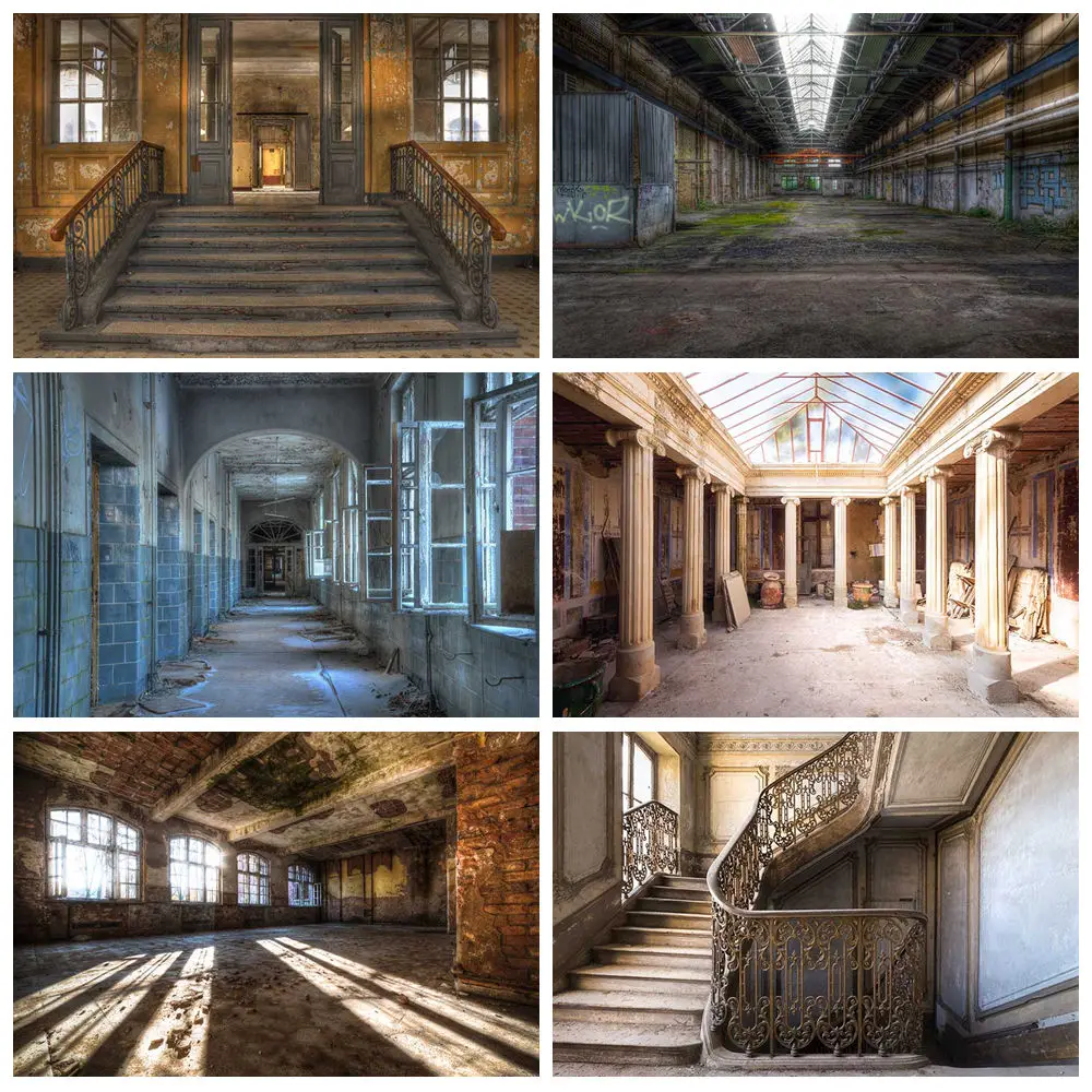 

MOON.QG 3D Vintage Grunge Building Abandoned House Backdrop Church Factory Photozone Wallpaper Background Photography Backdrop