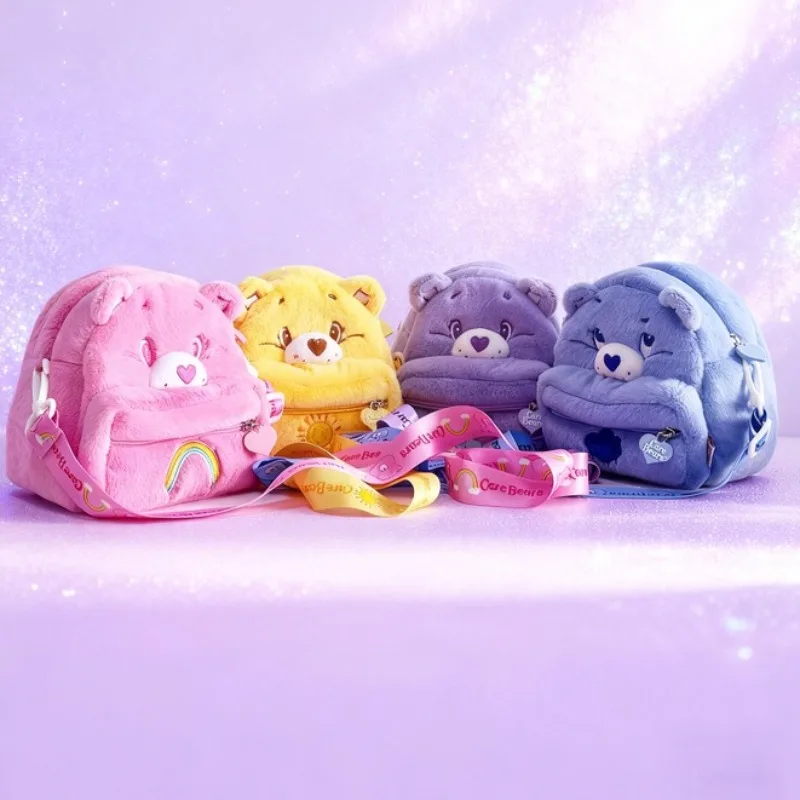 

New Cute Cartoon Care Bears Rainbow Bear 3D Plush Large Capacity Crossbody Bag Mobile Carrying Bag Holiday Gifts