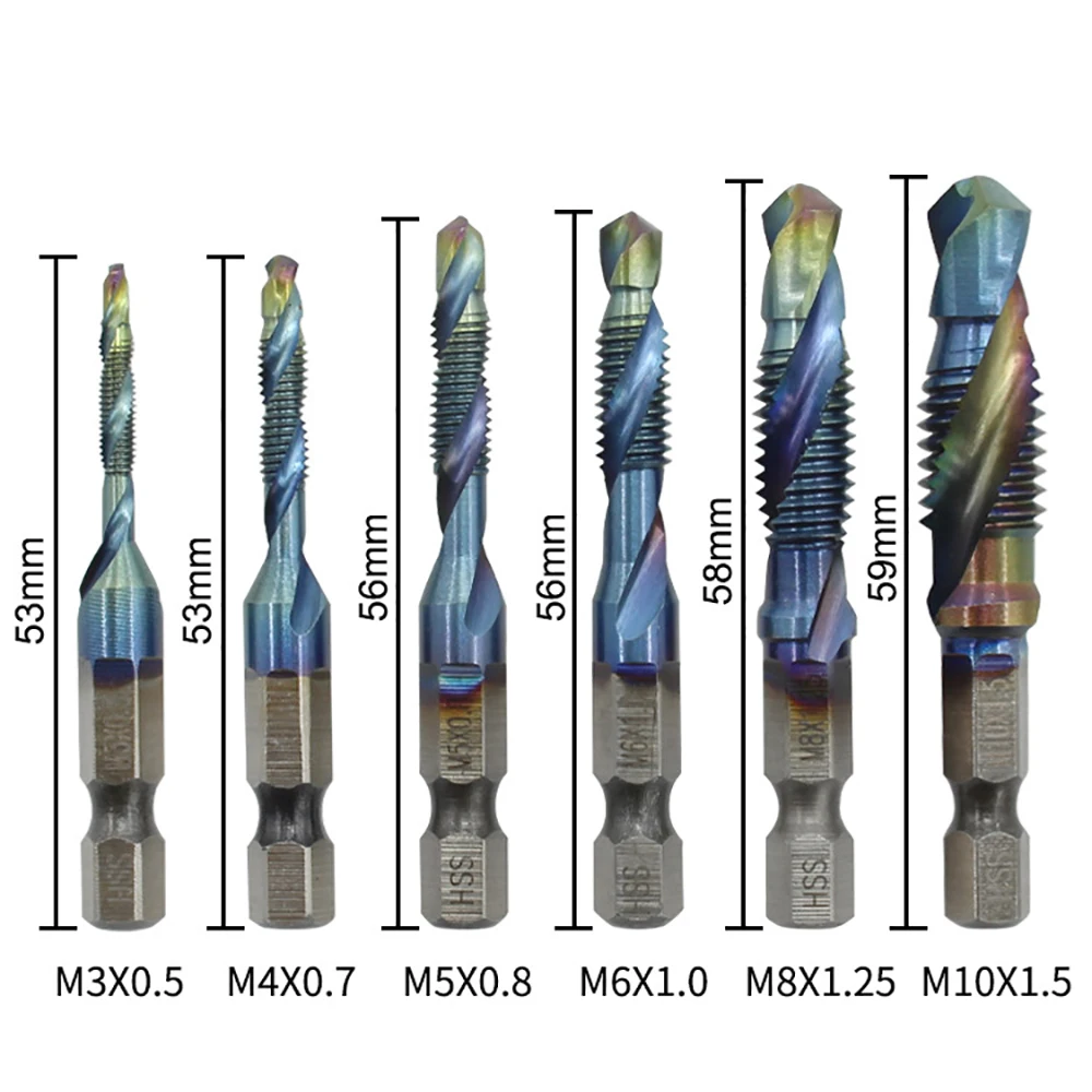 

1pc 6542 Blue Plated Composite Tap Chamfering Tapping Drilling High Speed Steel Machine Tap Tool M3 M4 M5 M6 M8 M10 Hand Tools