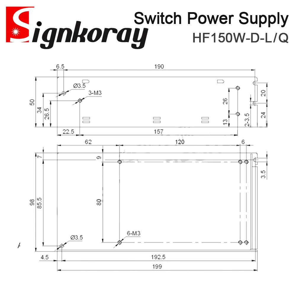 SignkoRay-Interruptor de fuente de alimentación para láser Galvo, conjunto de cabezal y energía Solar, HF150W-D-L + 15V5A -15V5A HF150W-D-Q + 24V4A -24V4A