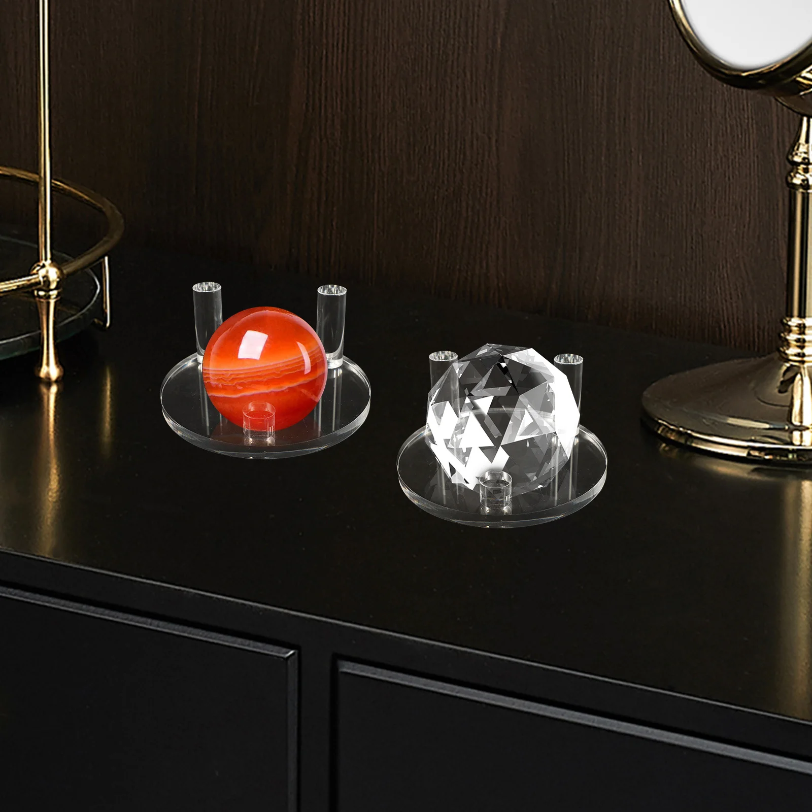 

Acrylic Jewelry Display Stand Clear Three-Peg Rock Holder For Gemstones Minerals Agate Slices Pedestal Organizer Rack