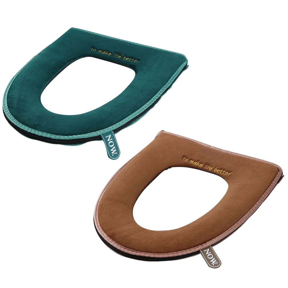 

2Pcs Thickened Toilet Seat Cover Cushion O Shaped Warm Bathroom Toilet Seat Cover Flannel Reusable Fits Most Seats