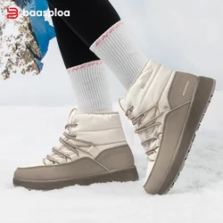 Baasploa-botas de neve de pelúcia impermeáveis para mulheres, sapatos de algodão feminino, antiderrapantes, com renda, sapatos de caminhada quentes, casuais, ao ar livre, novos, inverno