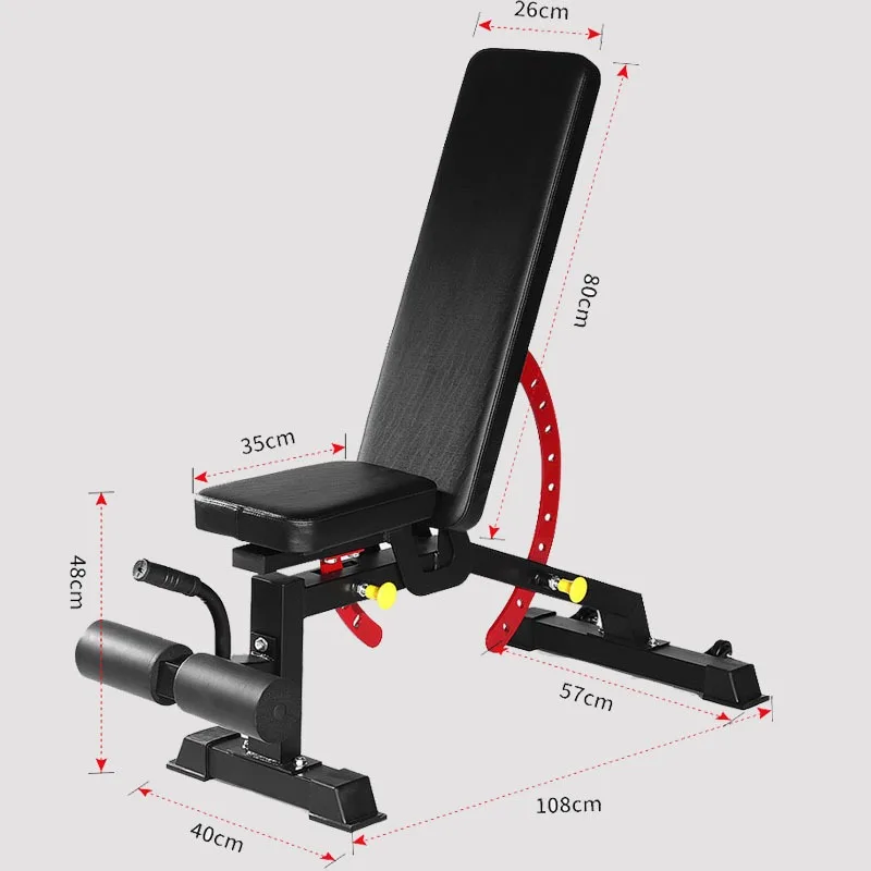 Commercial High-End Weight Bench 2.5mm Tube Thickness Sturdy 34kg Build Adjustable Angles for Gym Studio Strength Training