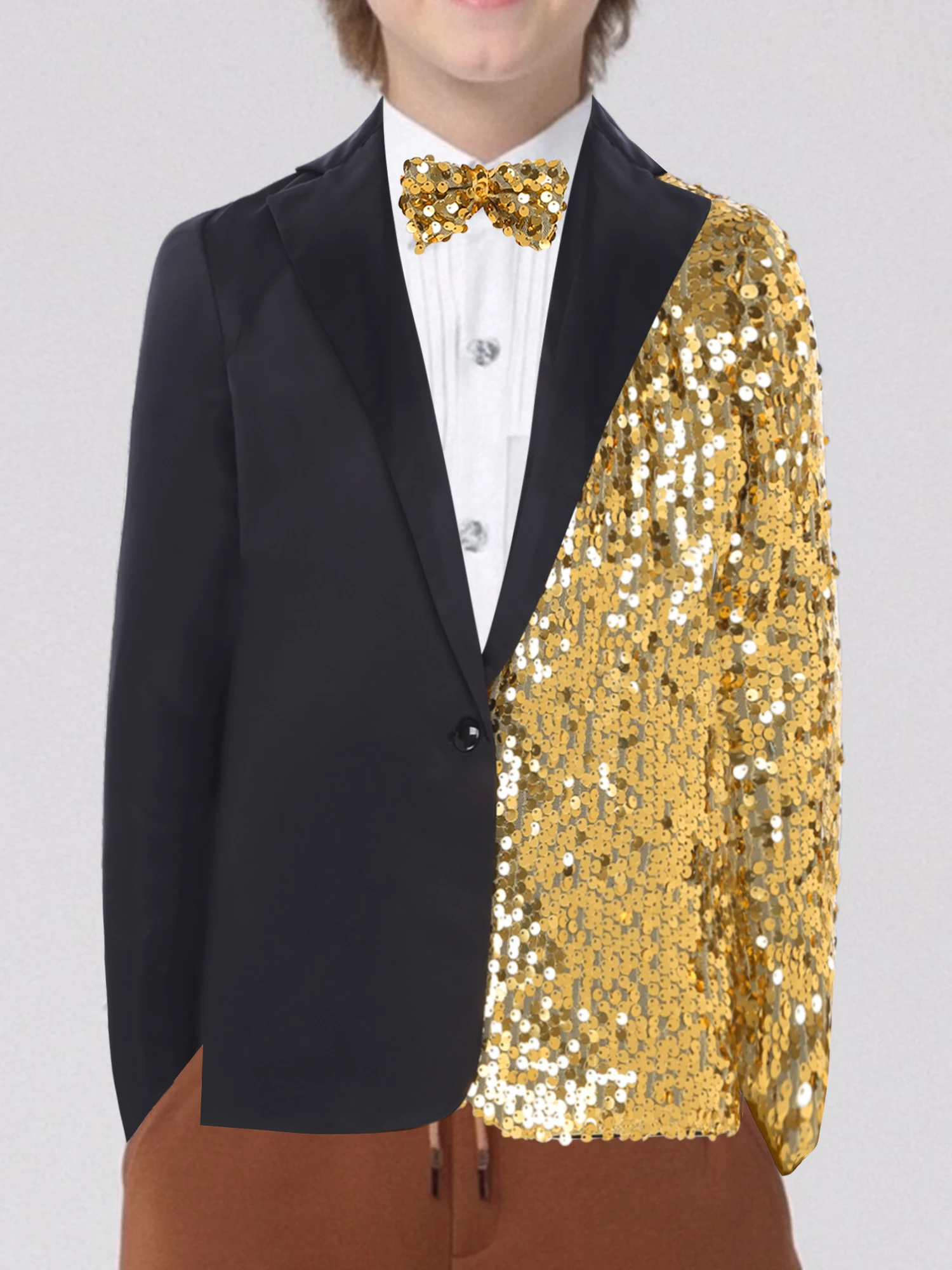 Jongen streetwear kinderen sprankelend prestatie kostuum blazer heren pakken jassen formele pailletten jas kinderen feestoutfit