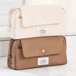 Chic Simplicity Pencil Case for Student Korean Fashion Solid Color Pen Bag Large Capacity Stationery Storage Bag School Supplies