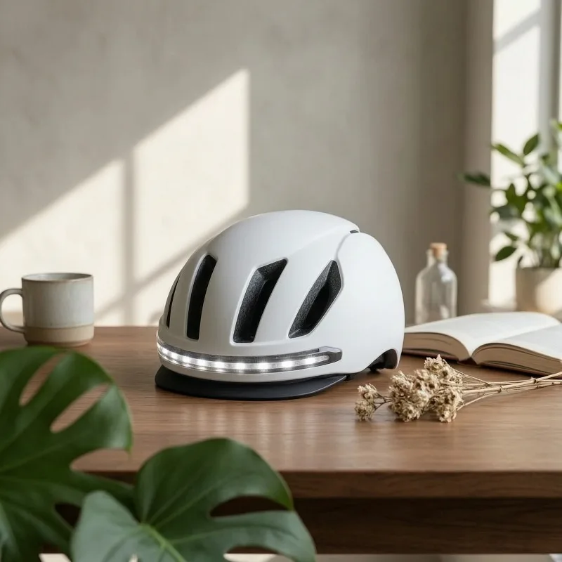 Helmet with Remote Control Hard Shell LED Safety Helmet Lighted Design for Cyclists and Commuters
