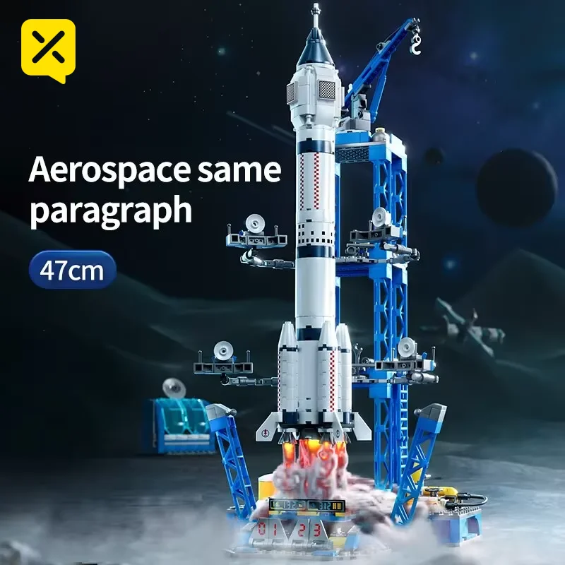 

Space Launch Center Building Blocks DIY Lunar Lander & Rocket Shuttle Model Kit Spaceport Construction Toys for Kids Adults