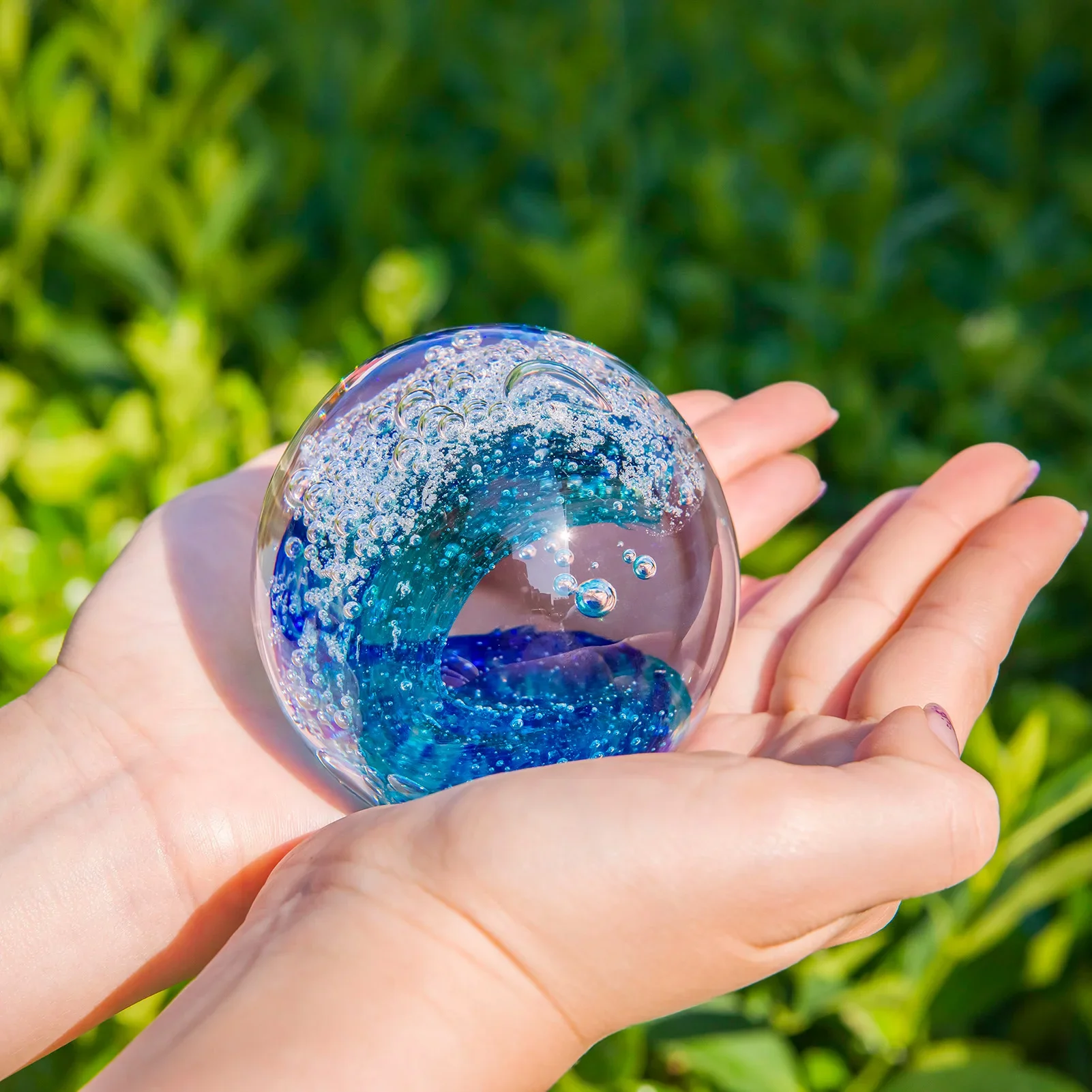 Crystal handicrafts ocean light luxury style wave balls large wave geometric patterns, glass ornaments bubble balls ornaments