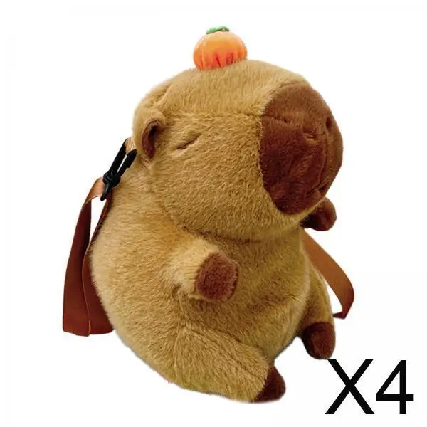 

4xPlush Capybara Backpack Casual Stuffed Animal Backpack Cute Trendy Schoolbag Brown