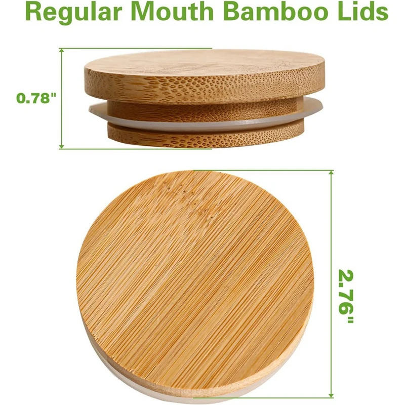 Wooden Mason Jar Lids, 8 Pcs Bamboo Wooden Storage Lids Regular Mouth, Reusable Ball Wooden Lids For Mason Jars 70Mm