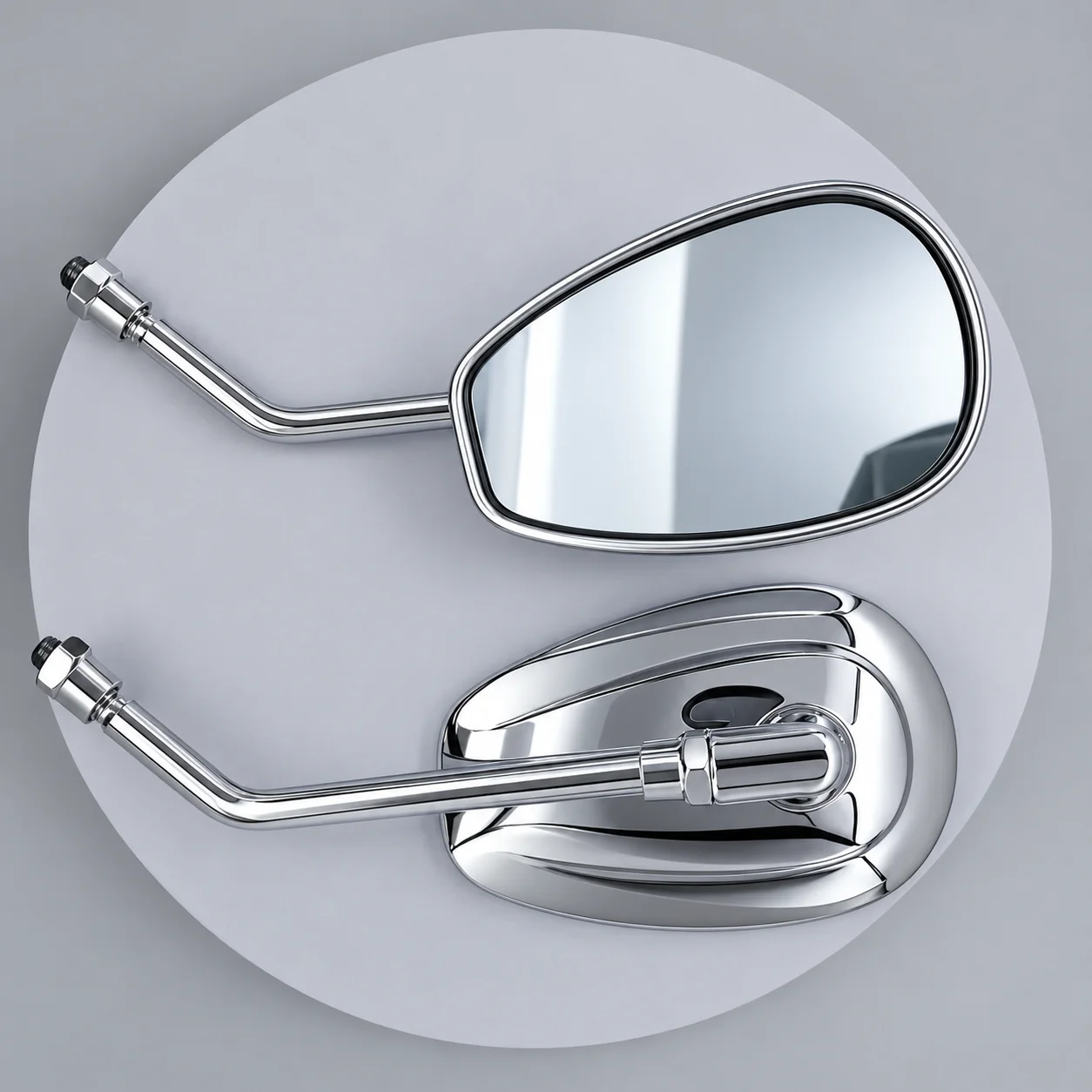 2Pcs Motorcycle Rearview Mirror 10mm Chrome Teardrop Motorbike Side Mirrors Wide Angle Anti-glare Adjustable Universal