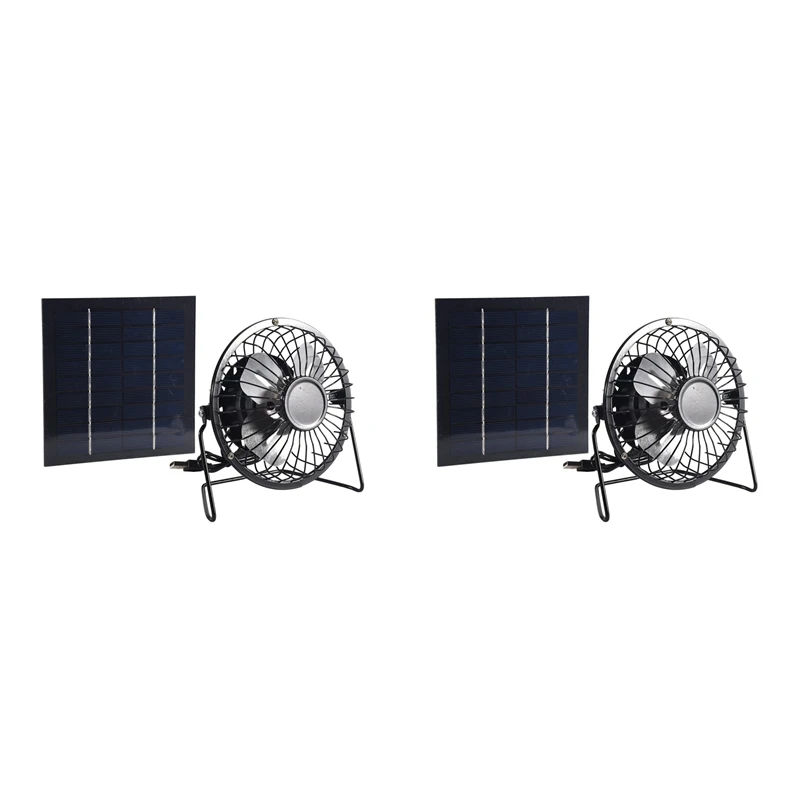 2X Mini Solar Panel Powered Ventilator Fan Portable 5W 4 Inch Greenhouse Solar Exhaust Fan For Office Outdoor