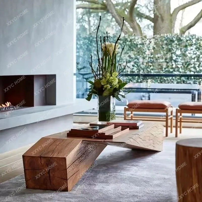 Solid wood coffee table Chinese ancient style log coffee table living room art solid wood coffee table homestay solid wood