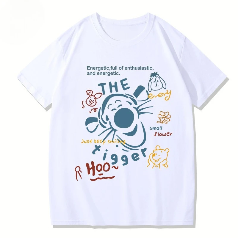 

2025 Summer new cartoon Tigress print T-shirt Loose and fashionable couple short-sleeved men's and women's tops