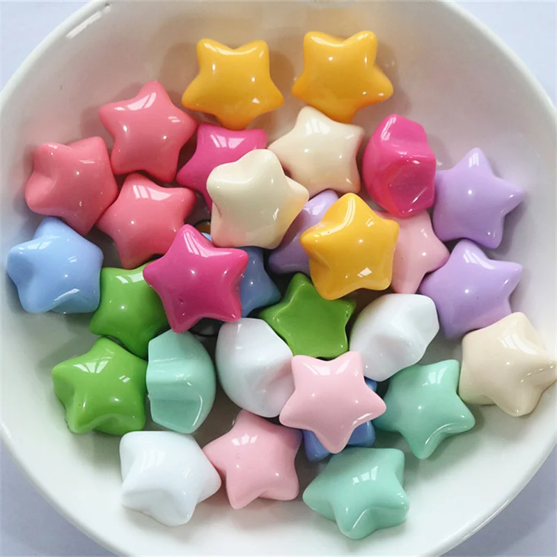 20-30Pcs Glossy Colorful Star Resin Accessories DIY Scrapbooking Phone Craft Decoration Materials Hair Bow Center Embellishments