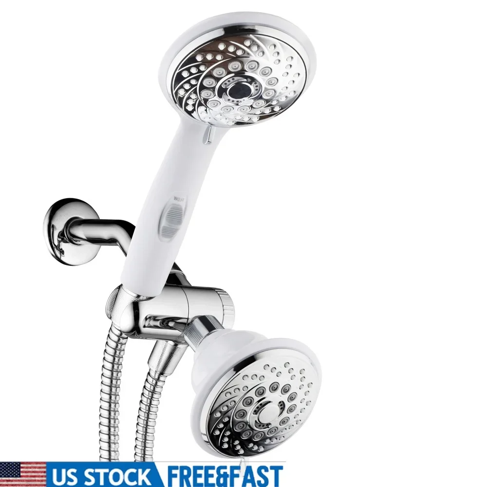 

Дизайнерская 2-тональная насадка для душа, ручная комбинированная, 30 настроек, двойной спрей, хромированный белый цвет, простая установка, высокая мощность, точность