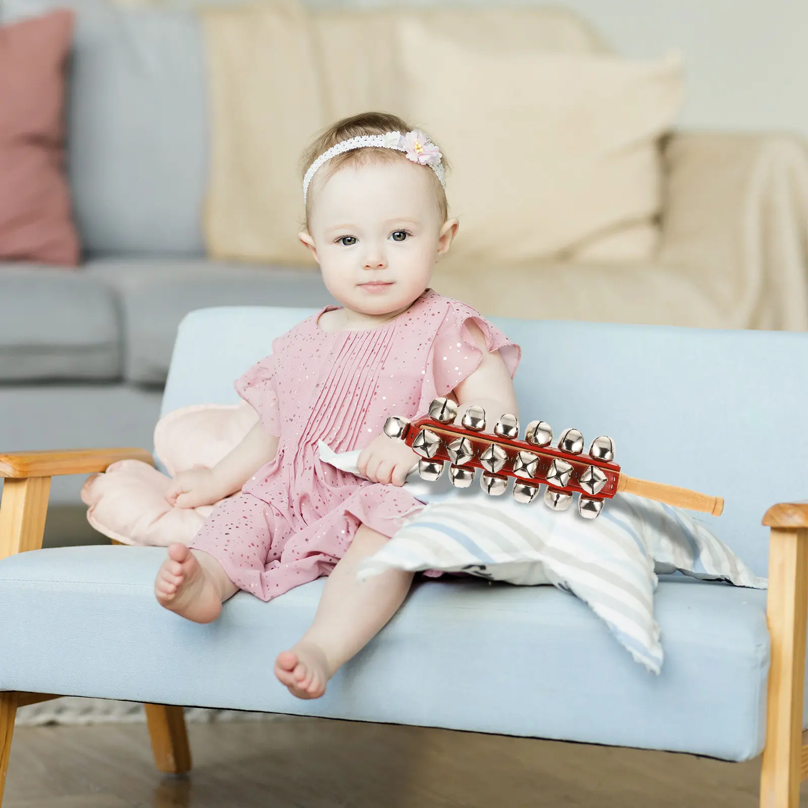 

Прочный детский ручной колокольчик-тамбурин, легкий музыкальный инструмент для раннего развития, перкуссионная игрушка для вечеринок