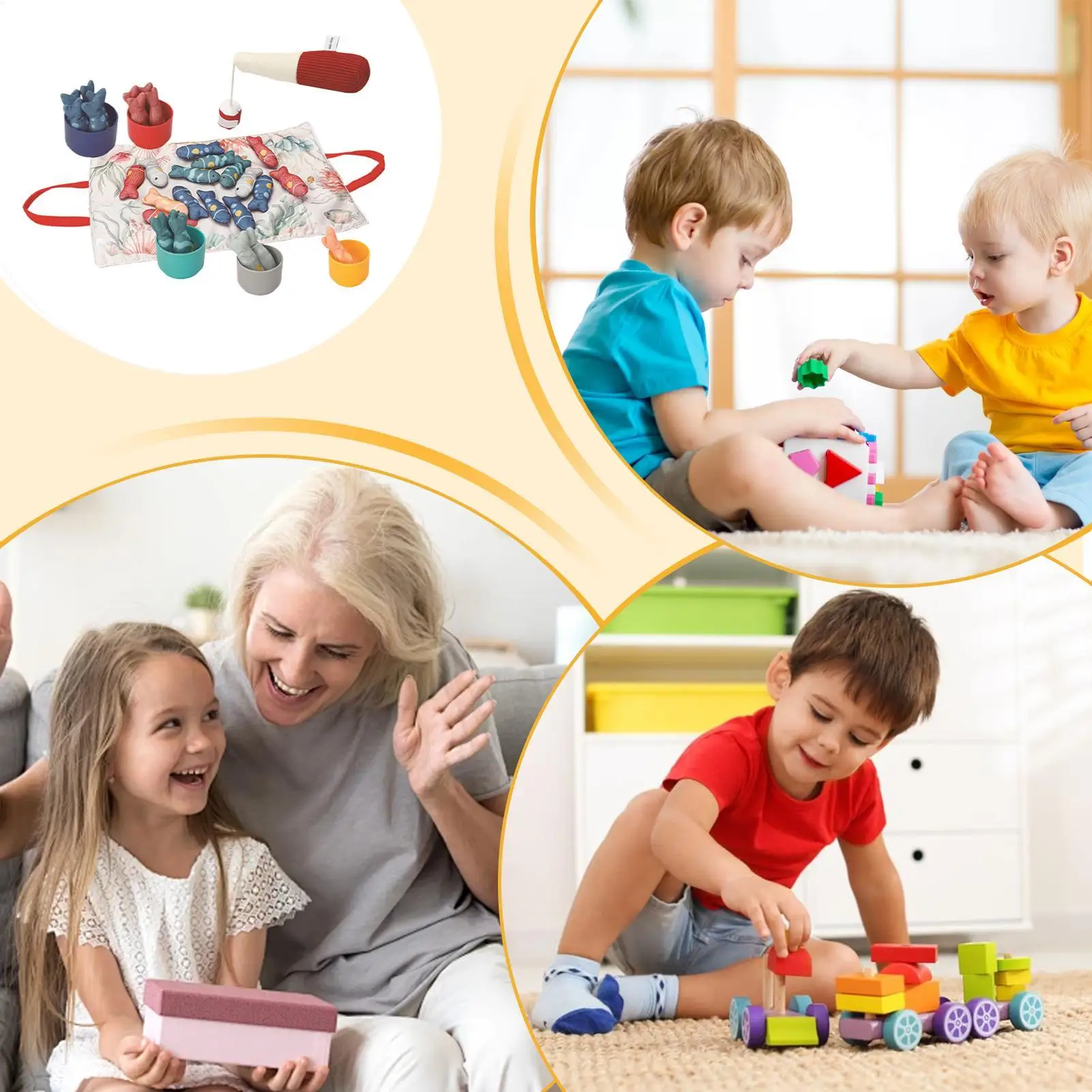Baby Fishing Toy Cloth Fishing Game With Stacking Cups Preschool Learning Activities For Parent-child Interaction Family Time