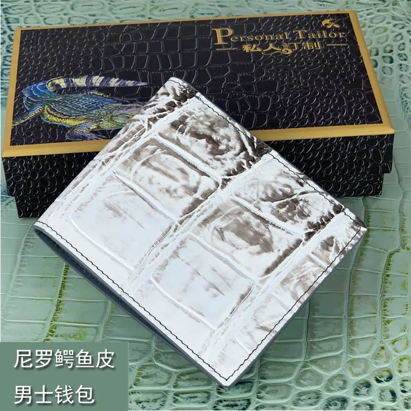 

2025 Himalaya White Crocodile Leather High-end Men's Wallet Genuine Leather Anti-theft Brush Pocket Short Wallet 45