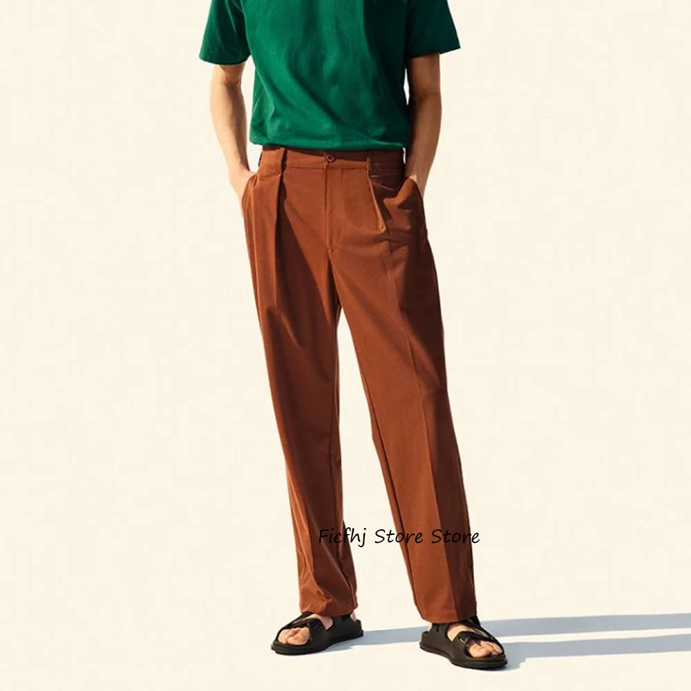 

Мужские брюки с прямыми штанинами, рабочие брюки, деловые повседневные классические мужские брюки, однотонная одежда из полиэстера пошив