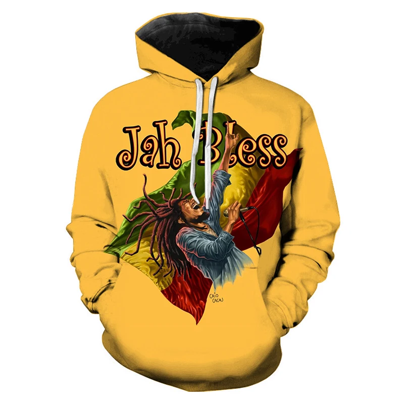 2023 Jah Bless Men Women Fashion Casual 3D Hoodies Cool Oversized T Shirt Reggae Music Bob Marley Sweatshirt Hoodies