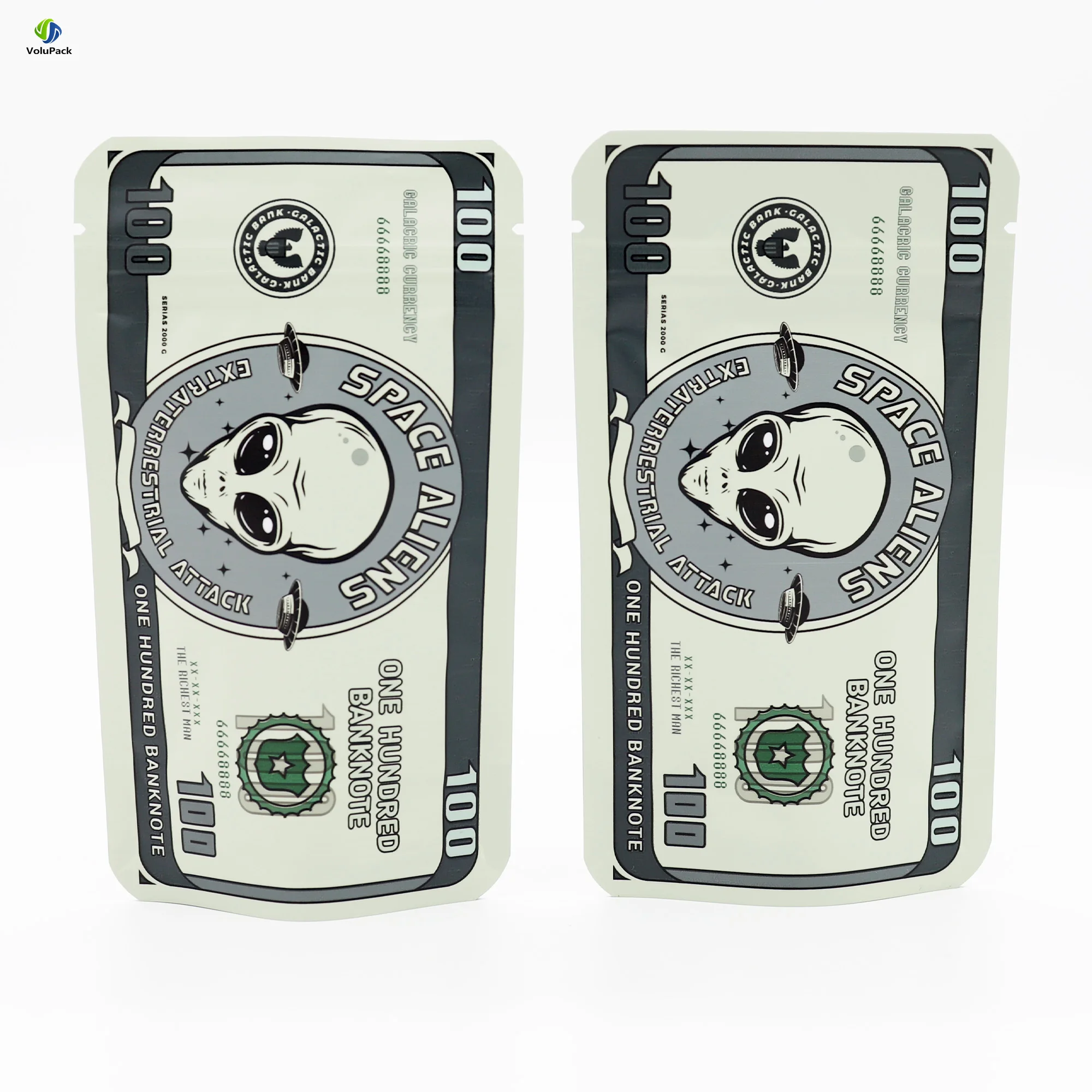 Eco Friendly Money Printed Mylar Zip Lock Bags