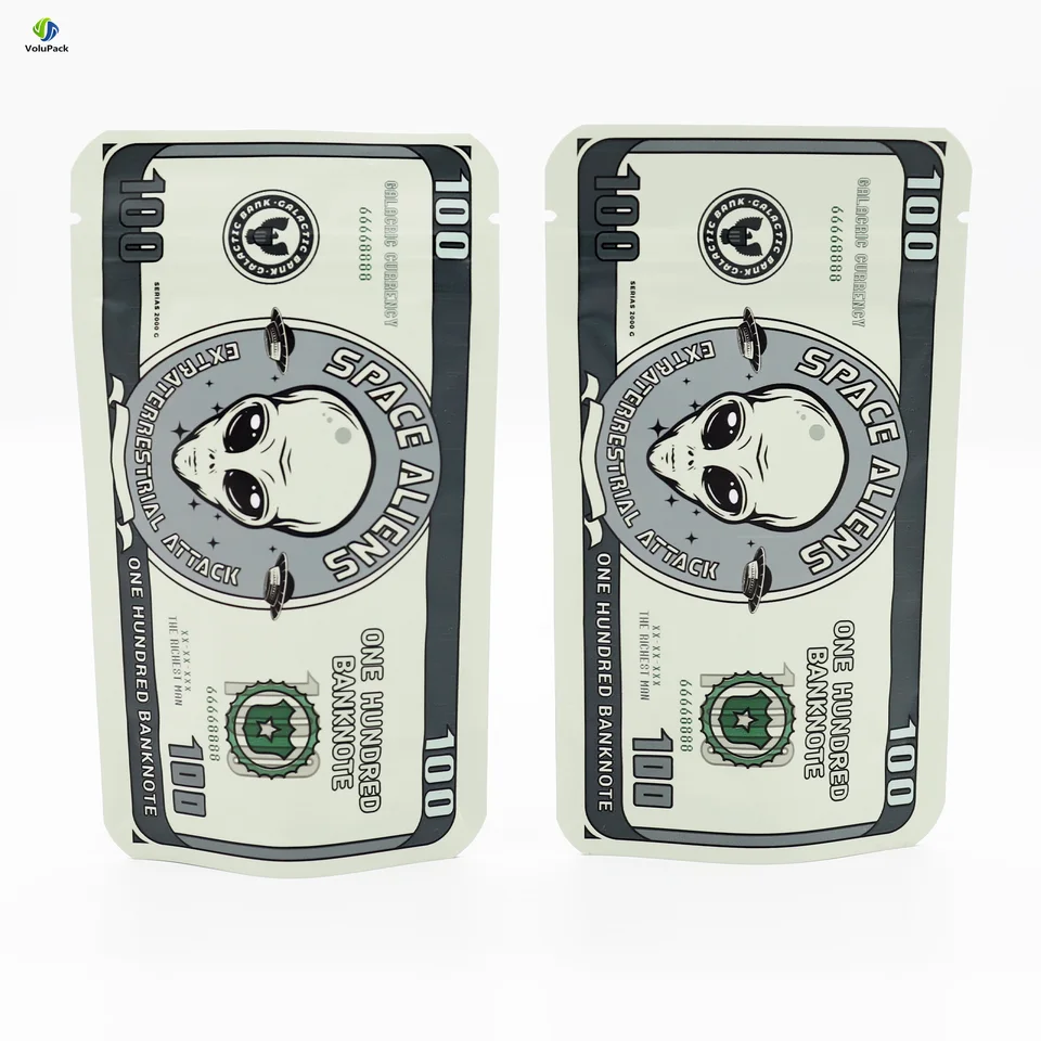 Eco Friendly Money Printed Mylar Zip Lock Bags