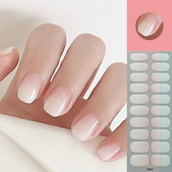 Pegatinas de uñas de Gel de manicura DIY para mujer, lámpara sin hornear, adhesivo de uñas de 20 dedos, pasta completa, envolturas de uñas de Gel semicuradas