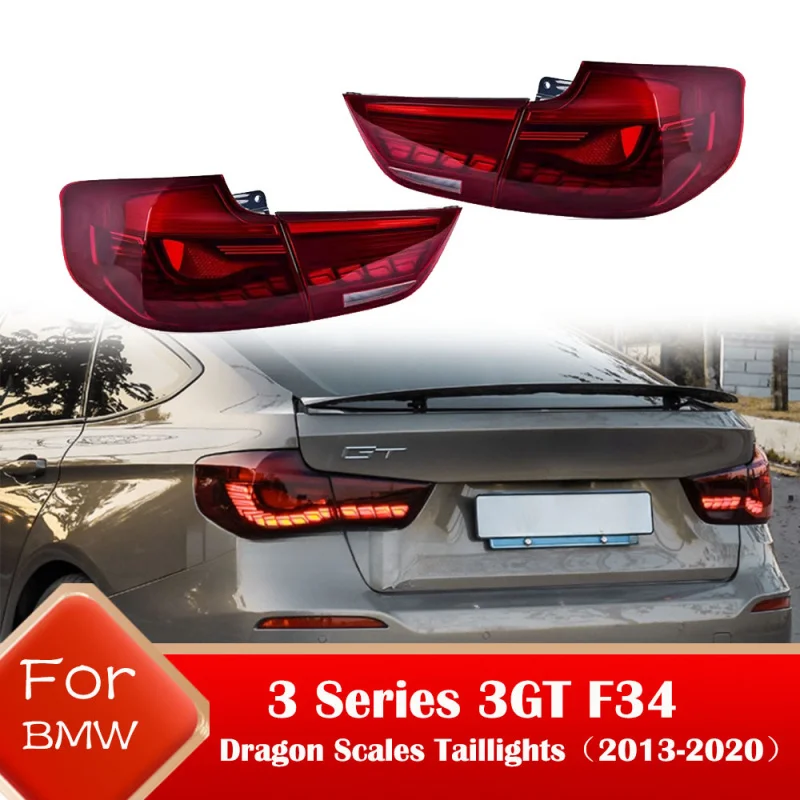 

Car Taillight For BMW 3 Series GT F34 Tail Light Assembly 2013-2020 Full LED Dragon Scale Style Driving Brake Turn Signal Light