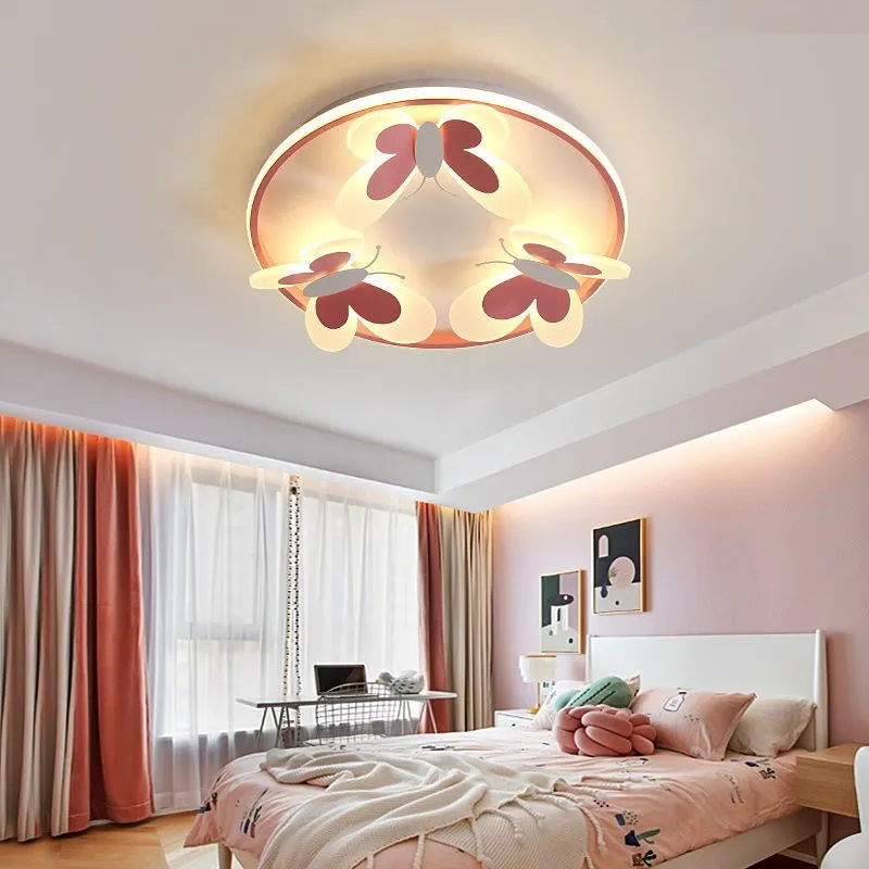 Kids ceiling lamp Butterfly Decorative pink ceiling light Study Children Room Kid Salon Creative Lamps Indoor girl bedroom lamp