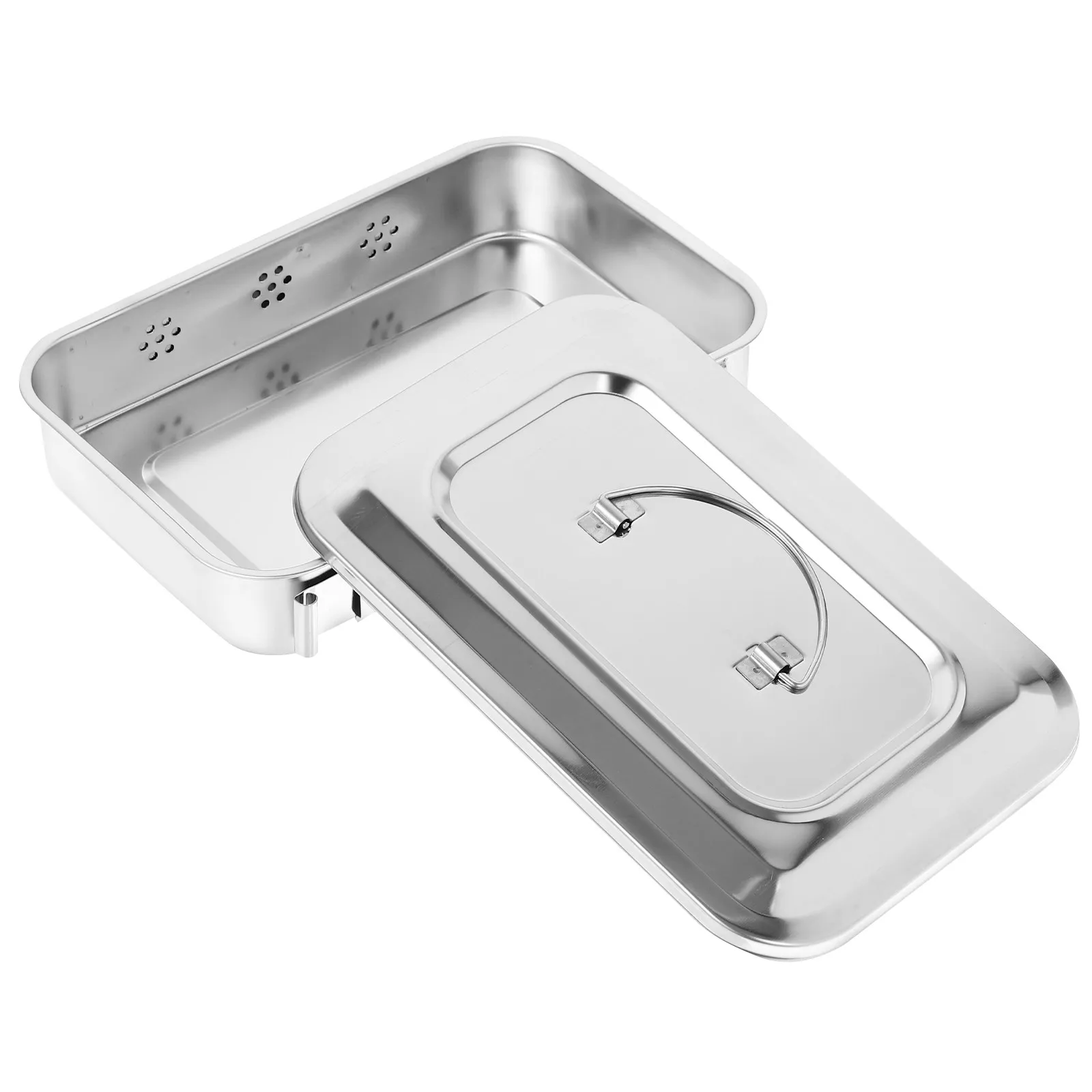 

1 шт. Коробка для дезинфекции из нержавеющей стали, серебристый стерилизационный лоток, герметичный, легкий, портативный, с выдвижной ручкой, для дома